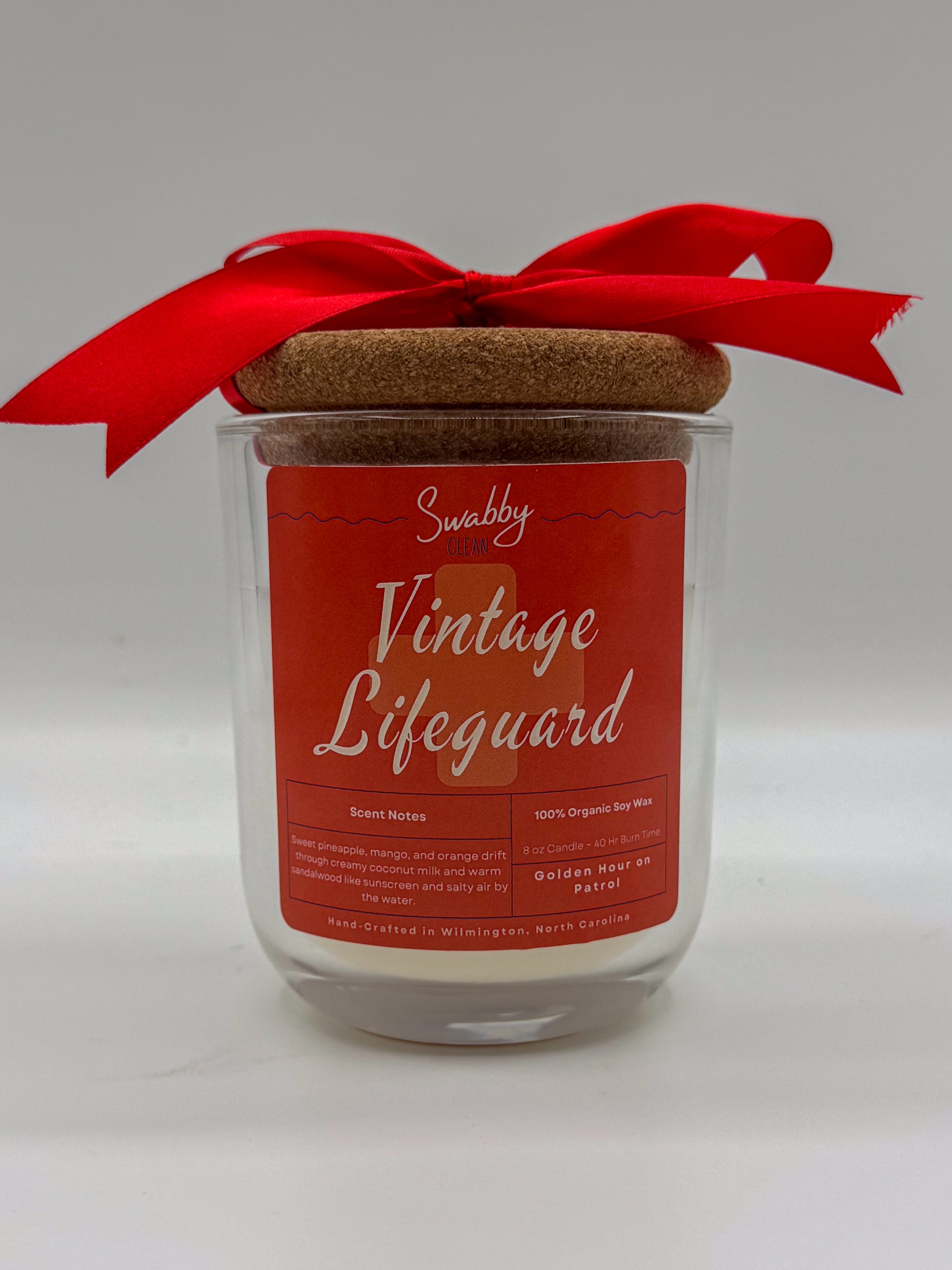 Sculpey Vintage Lifeguard candle on beach sand